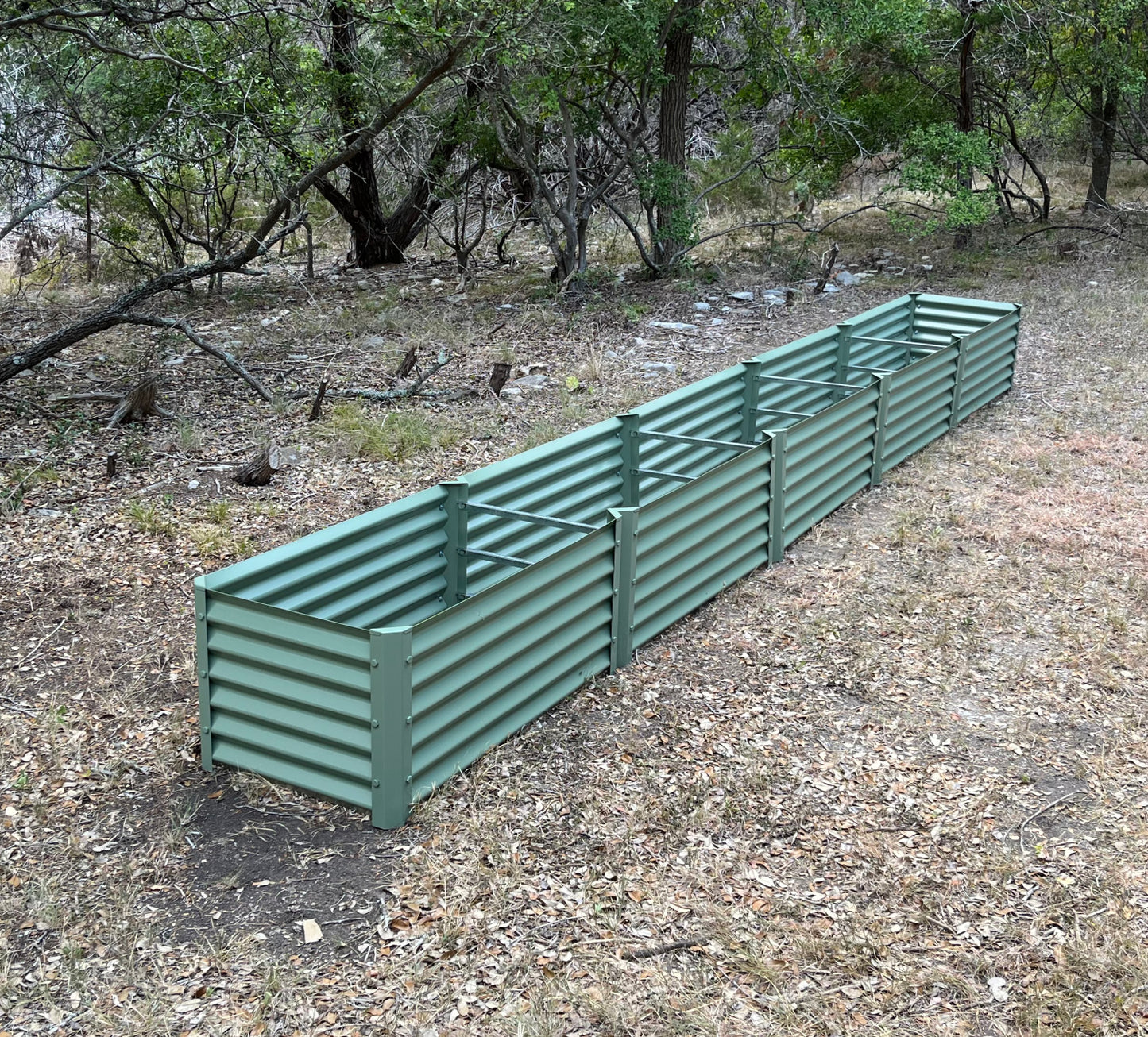 narrow sage sandia raised bed installed