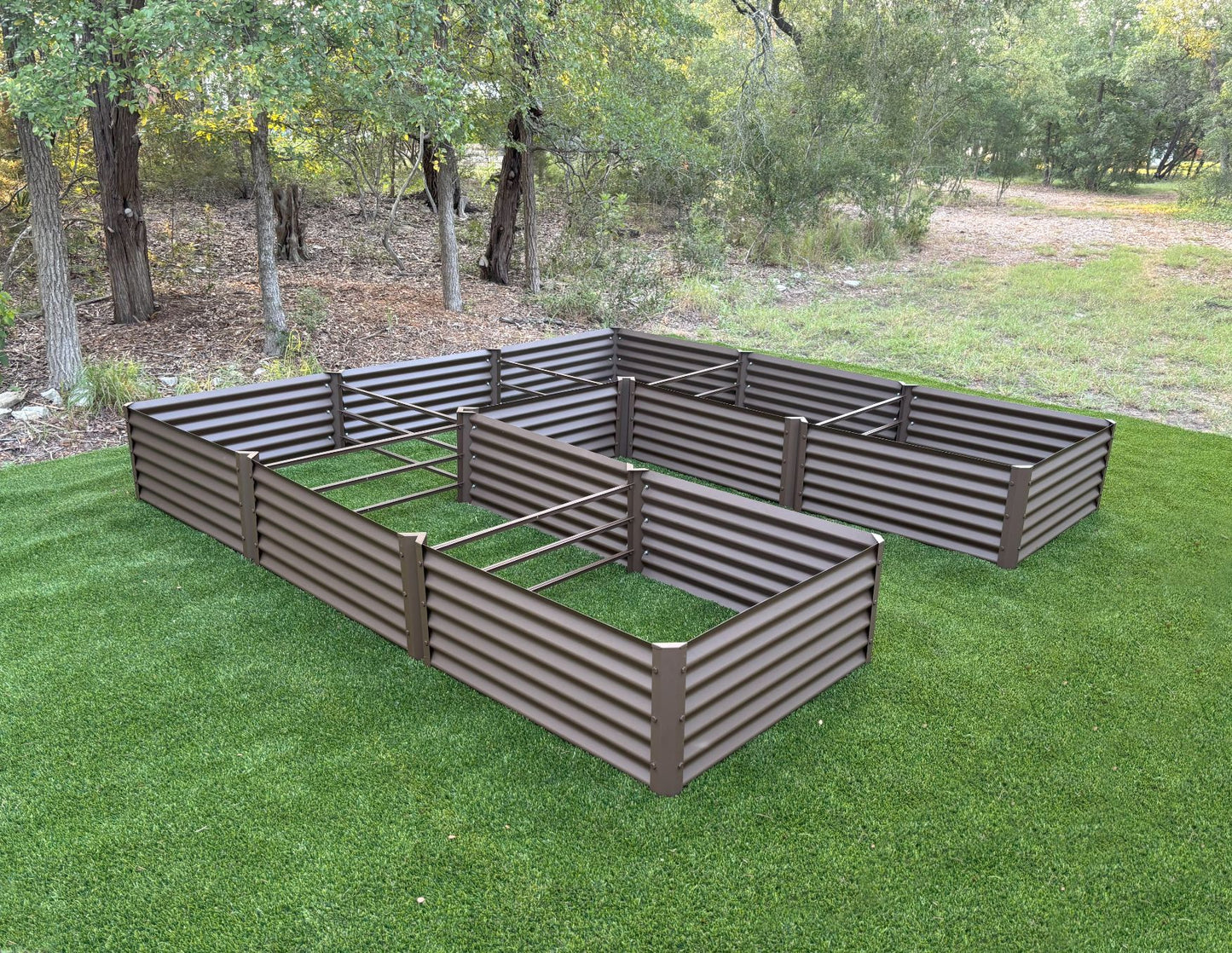 rustic long u garden bed