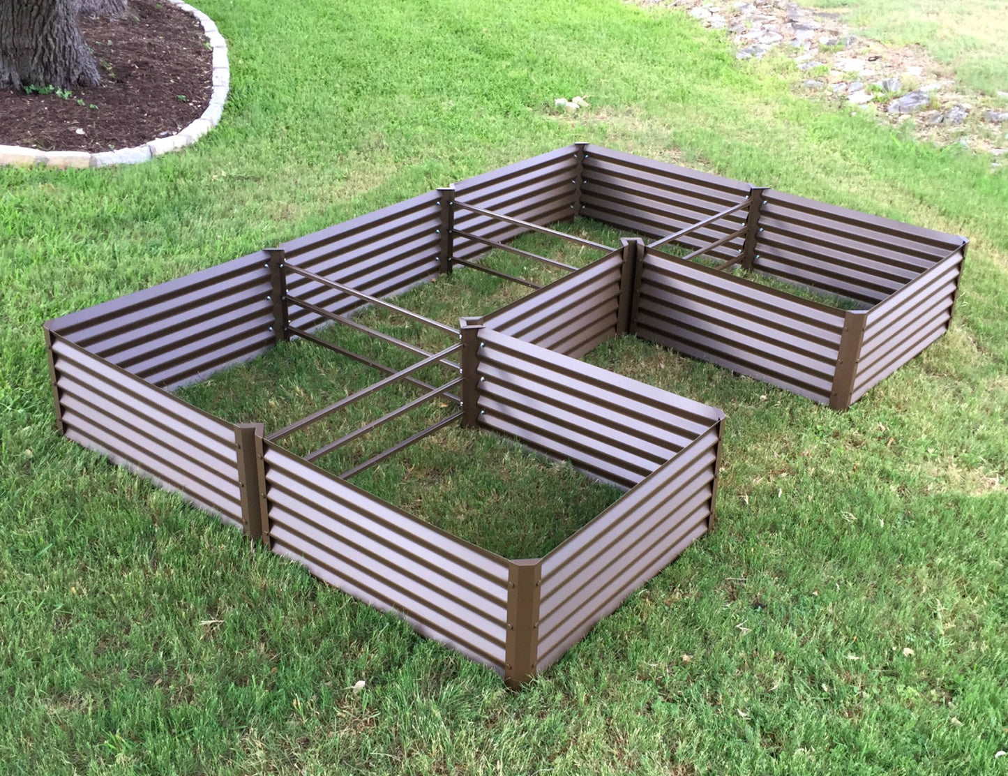 rustic u shaped raised bed installed