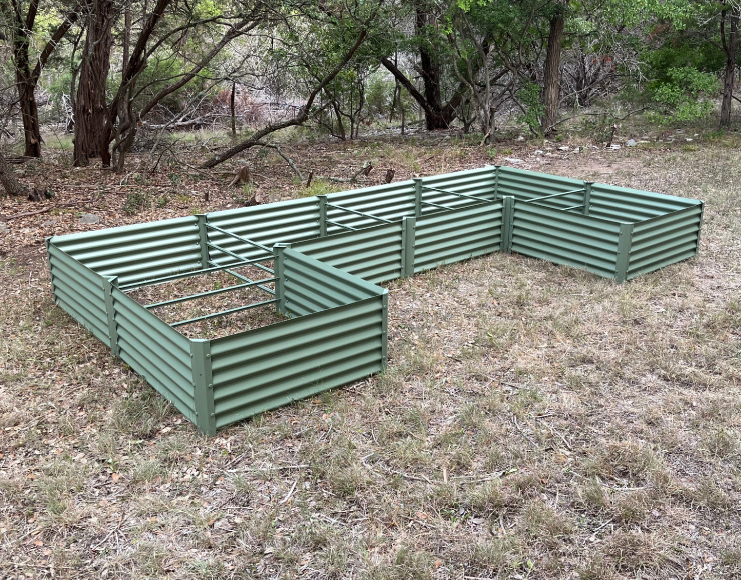 sage wide u garden bed installed