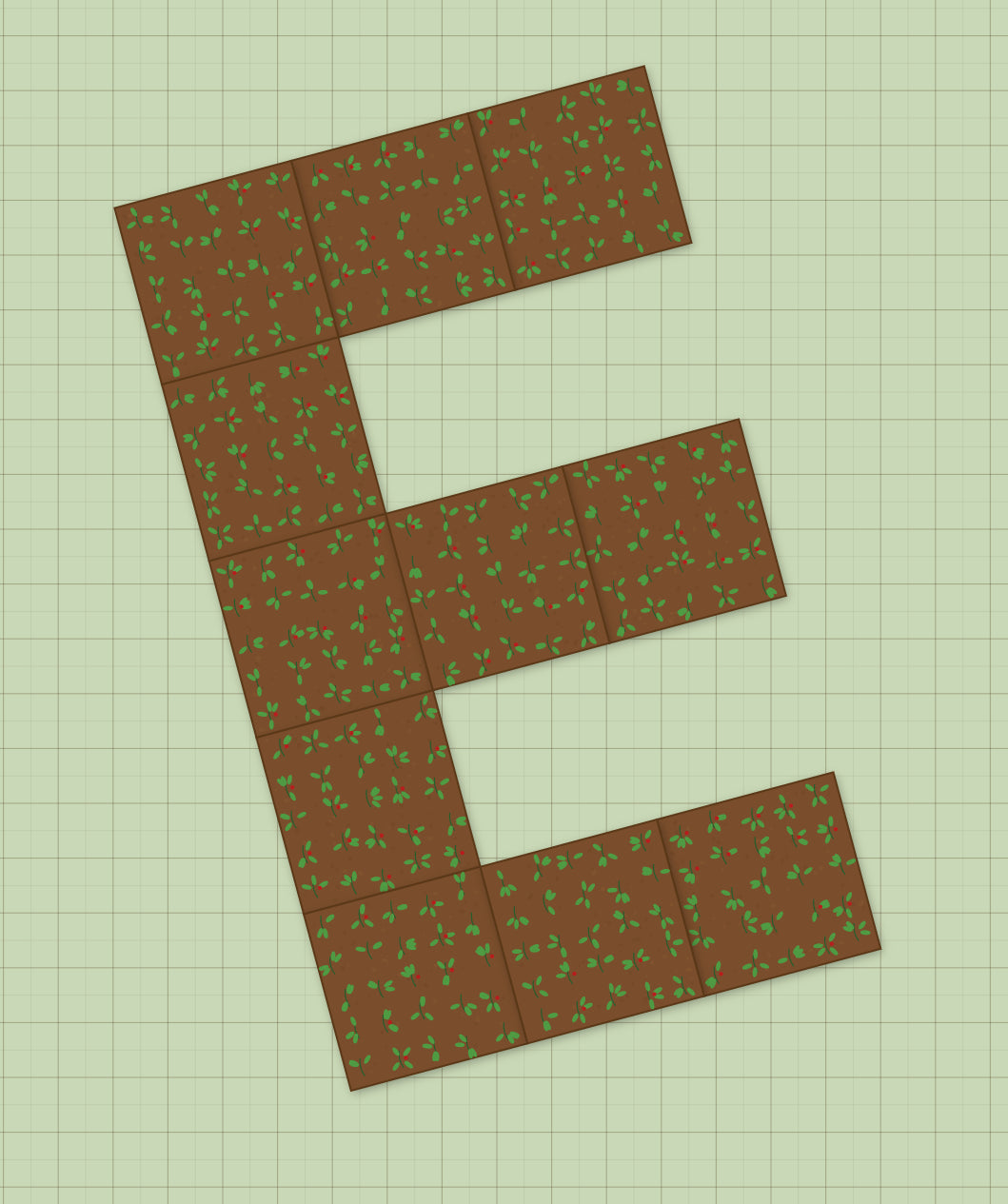 e shape top view