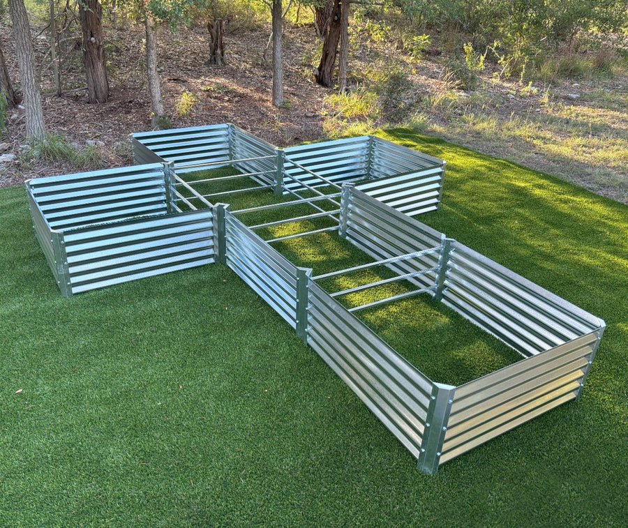 Wide galvanized cross garden bed
