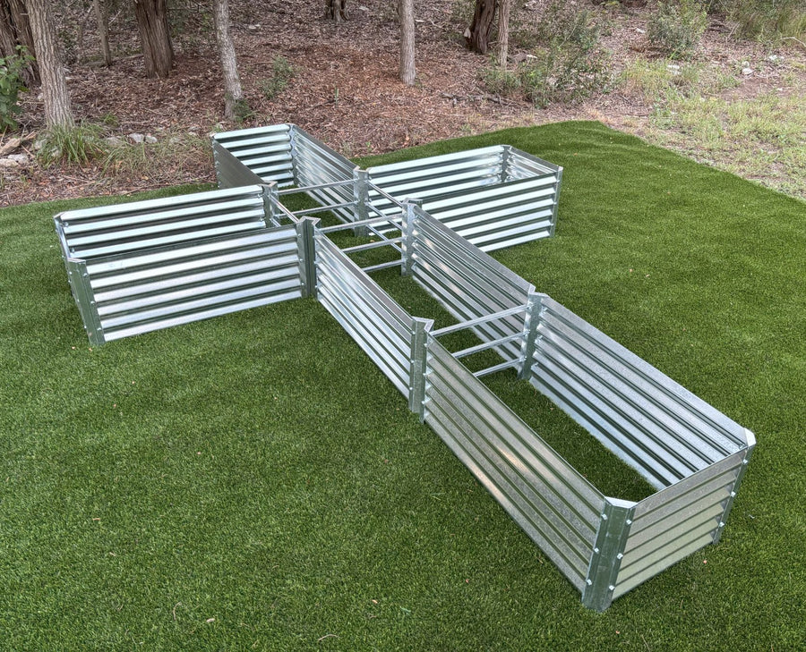 Narrow galvanized cross garden bed