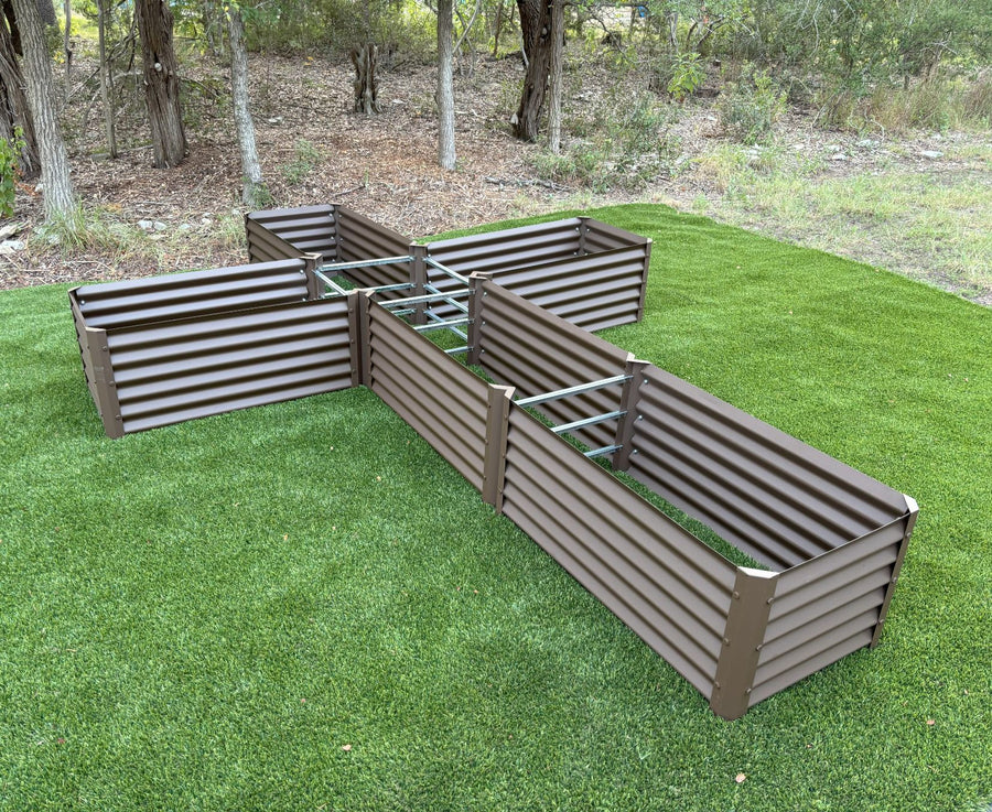 Narrow rustic cross garden bed