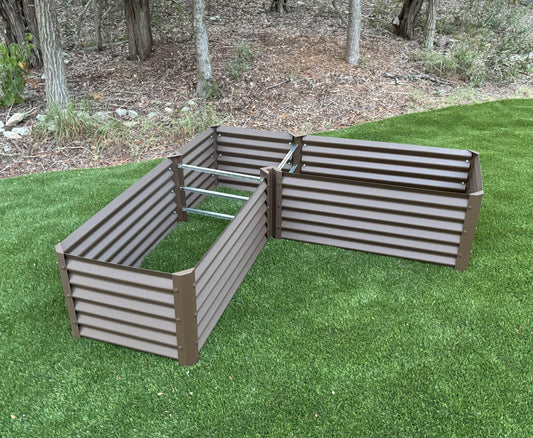narrow rustic l garden bed