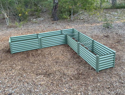 narrow sage long l garden bed