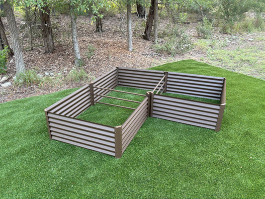 rustic l shaped garden bed