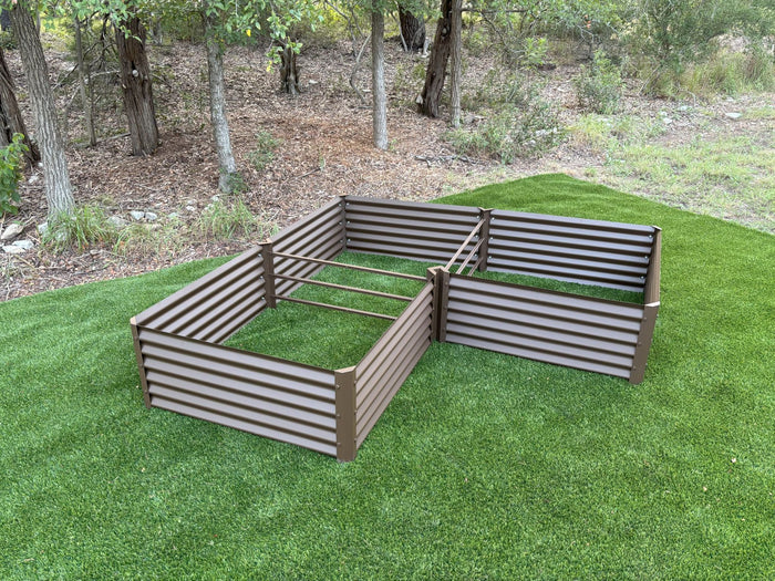 rustic l shaped garden bed