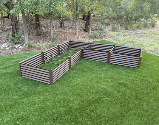 rustic long l garden bed
