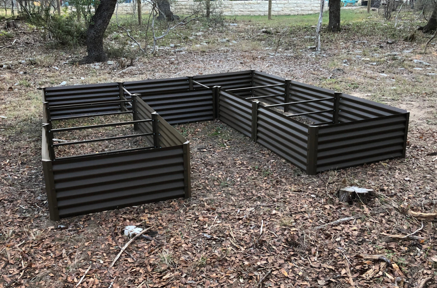 rustic long u raised bed installed