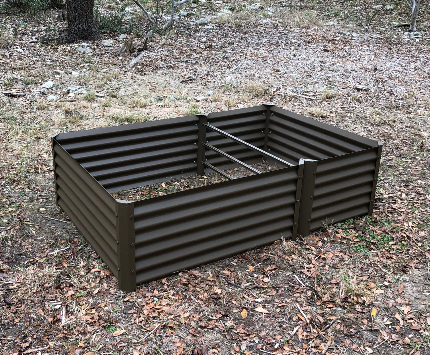 rustic medio raised garden bed installed