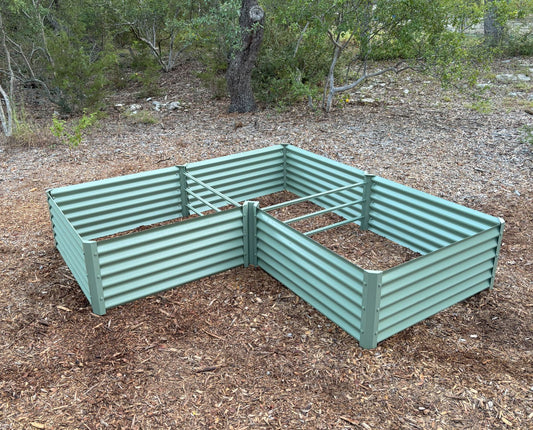 sage L shaped garden bed